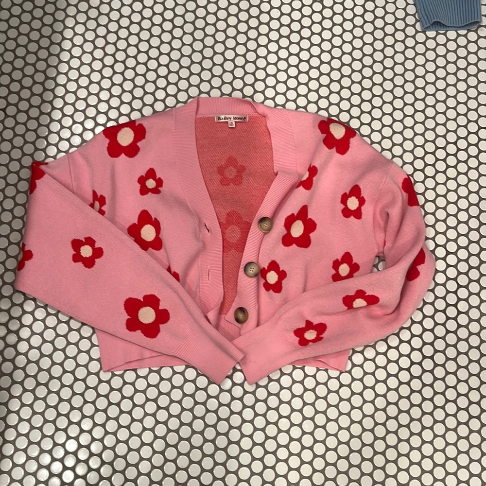 Pink Floral Cardigan